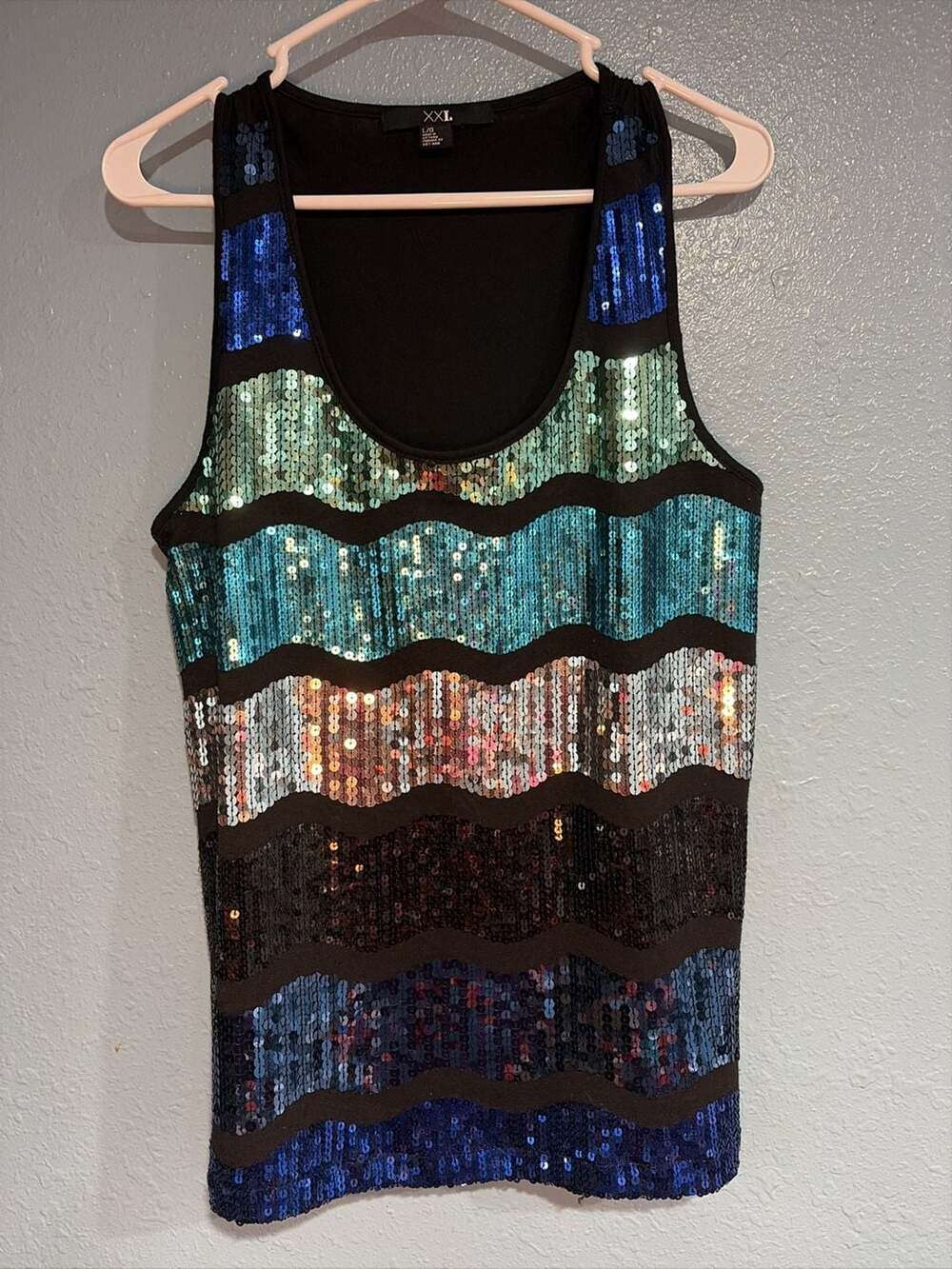 XXI Forever 21 Multi-Color Wavy Sequin Tank Top